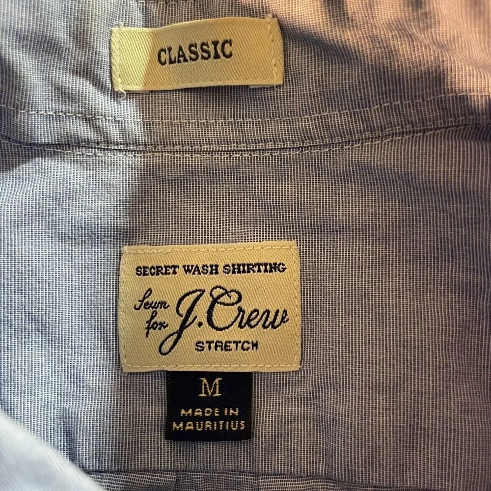 J. Crew Classic Stretch Button Down Long Sleeve Shirt Blue Casual Cotton Men's M